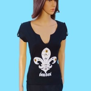 Dereon punk goth lace-up top M